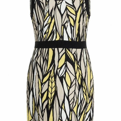 Per Se Womens Multicoloured Geometric Polyester Sheath Size 16 Round Neck Zip