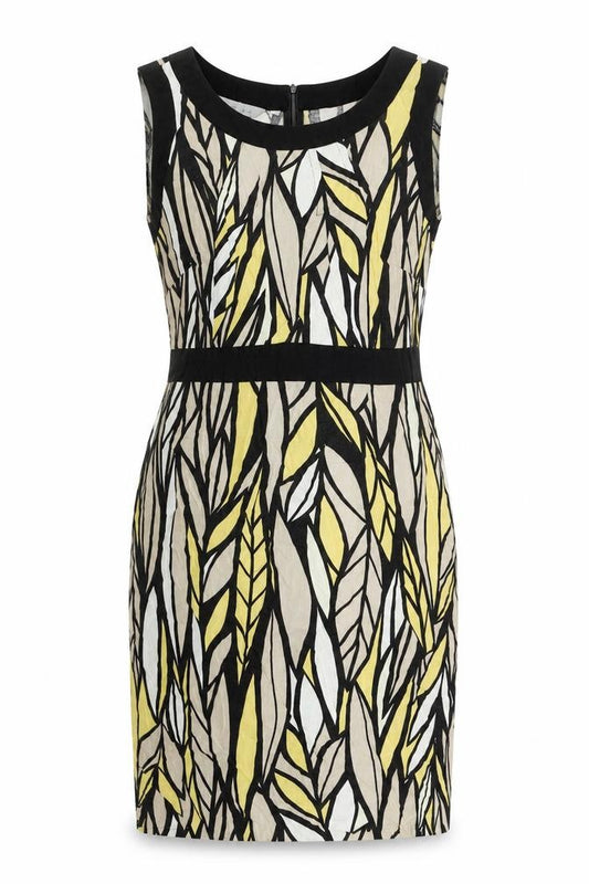 Per Se Womens Multicoloured Geometric Polyester Sheath Size 16 Round Neck Zip