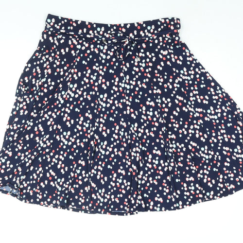 Bonmarché Womens Blue Geometric Polyester Flare Skirt Size 16 - Belted