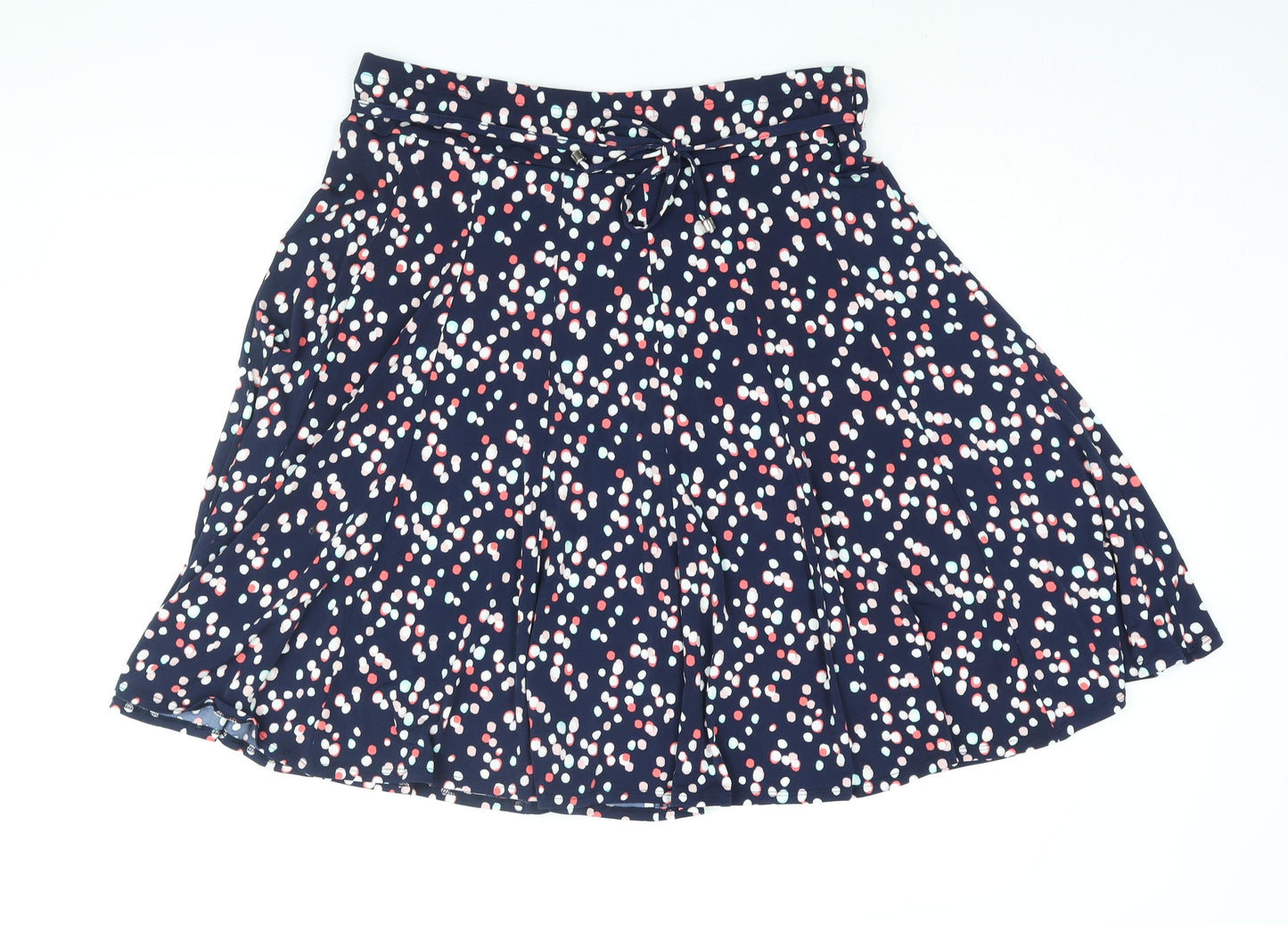 Bonmarché Womens Blue Geometric Polyester Flare Skirt Size 16 - Belted