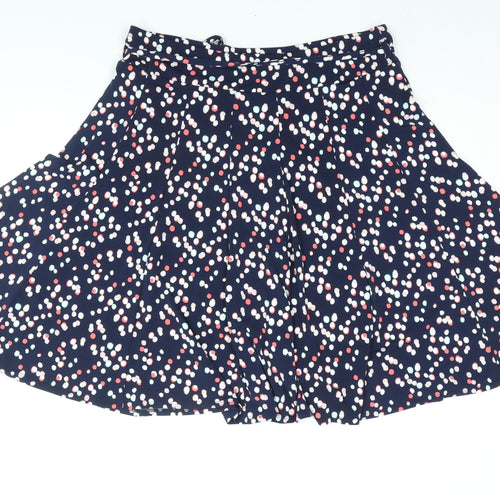 Bonmarché Womens Blue Geometric Polyester Flare Skirt Size 16 - Belted