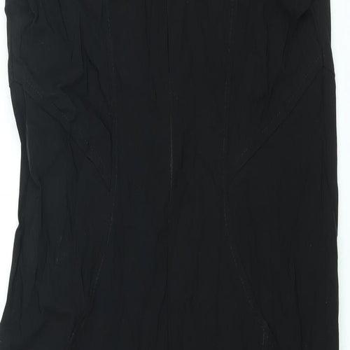 Julien Macdonald Womens Black Viscose Shift Size 14 Square Neck Zip - Lace Detail
