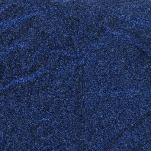 Marks and Spencer Womens Blue Polyester Basic Blouse Size 12 V-Neck - Glitter
