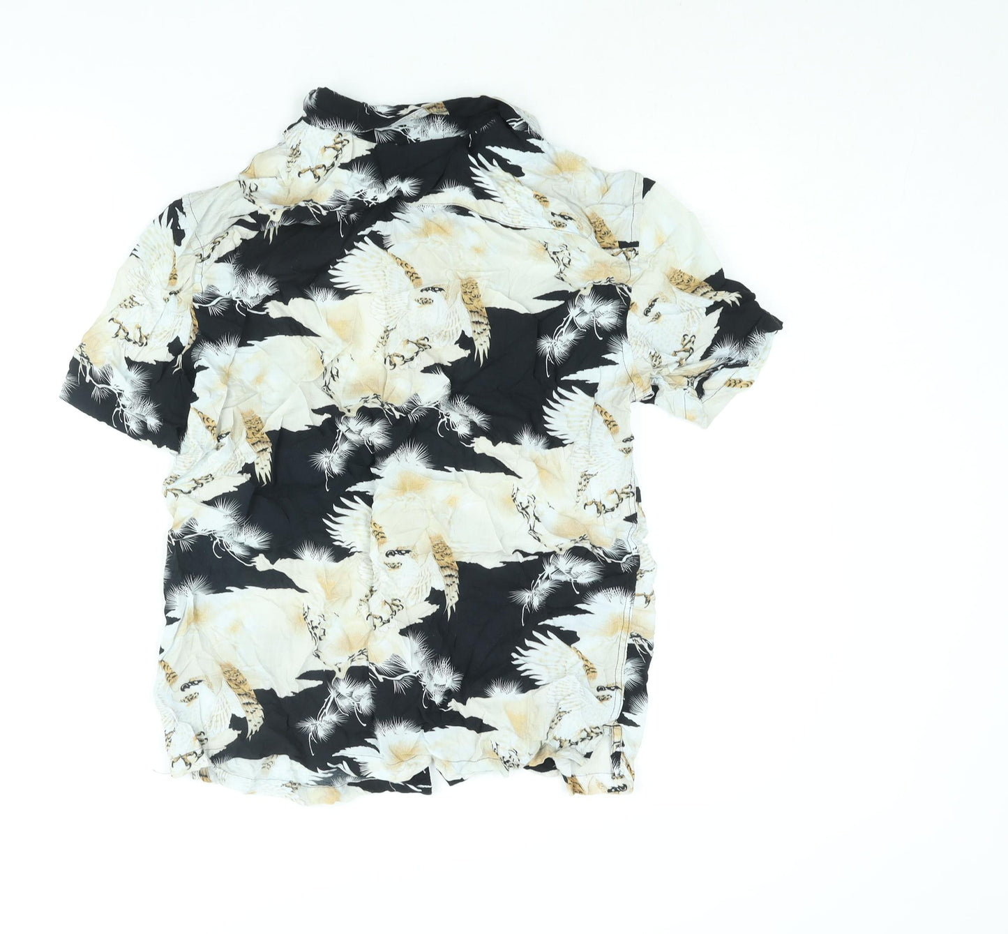 AllSaints Mens Multicoloured Geometric Viscose Button-Up Size M Collared Button