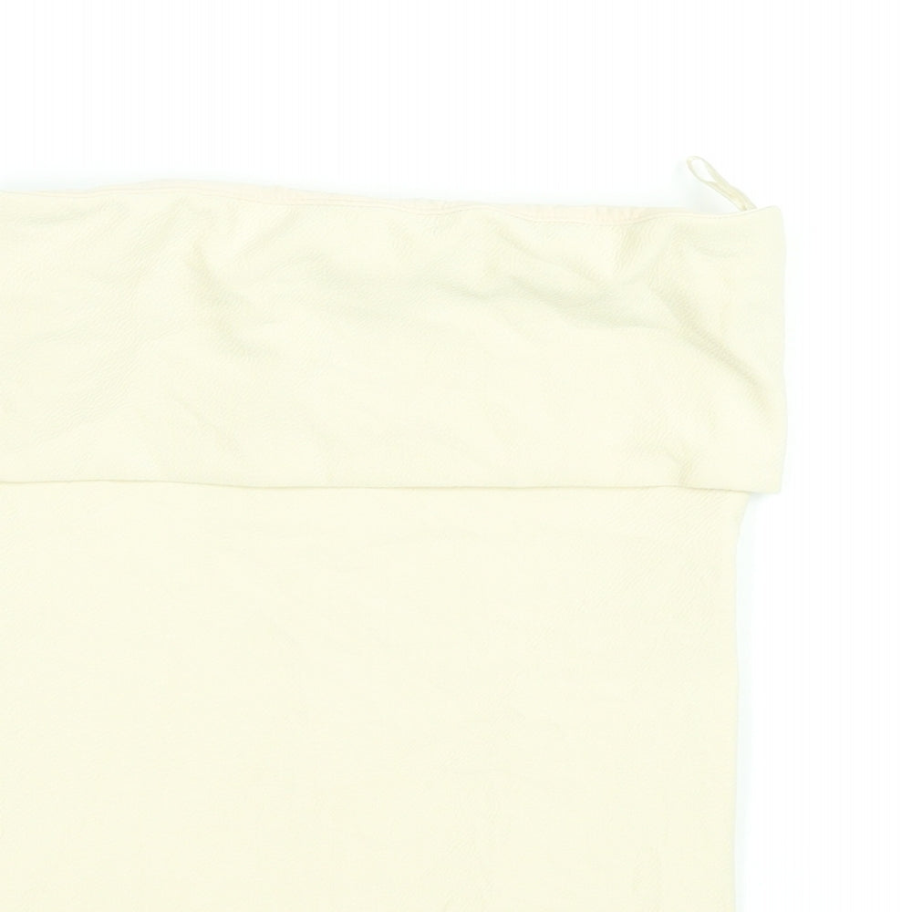 Zara Womens Beige Polyester Basic Blouse Size S Square Neck