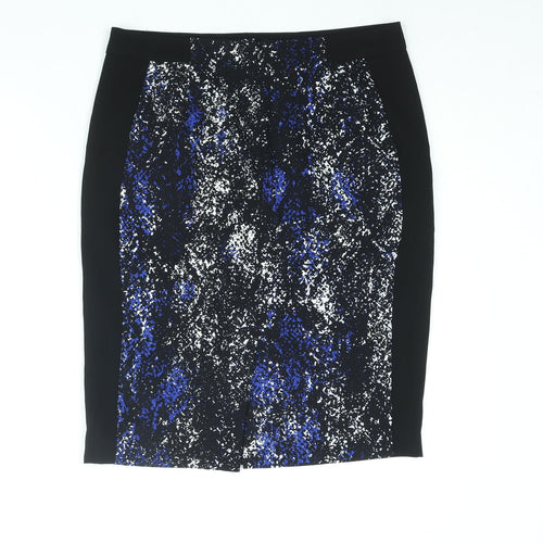 Planet Womens Black Geometric Polyester Straight & Pencil Skirt Size 10 Zip