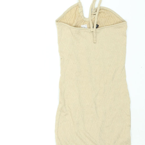 Divided by H&M Womens Beige Polyester Mini Size XS Halter Tie