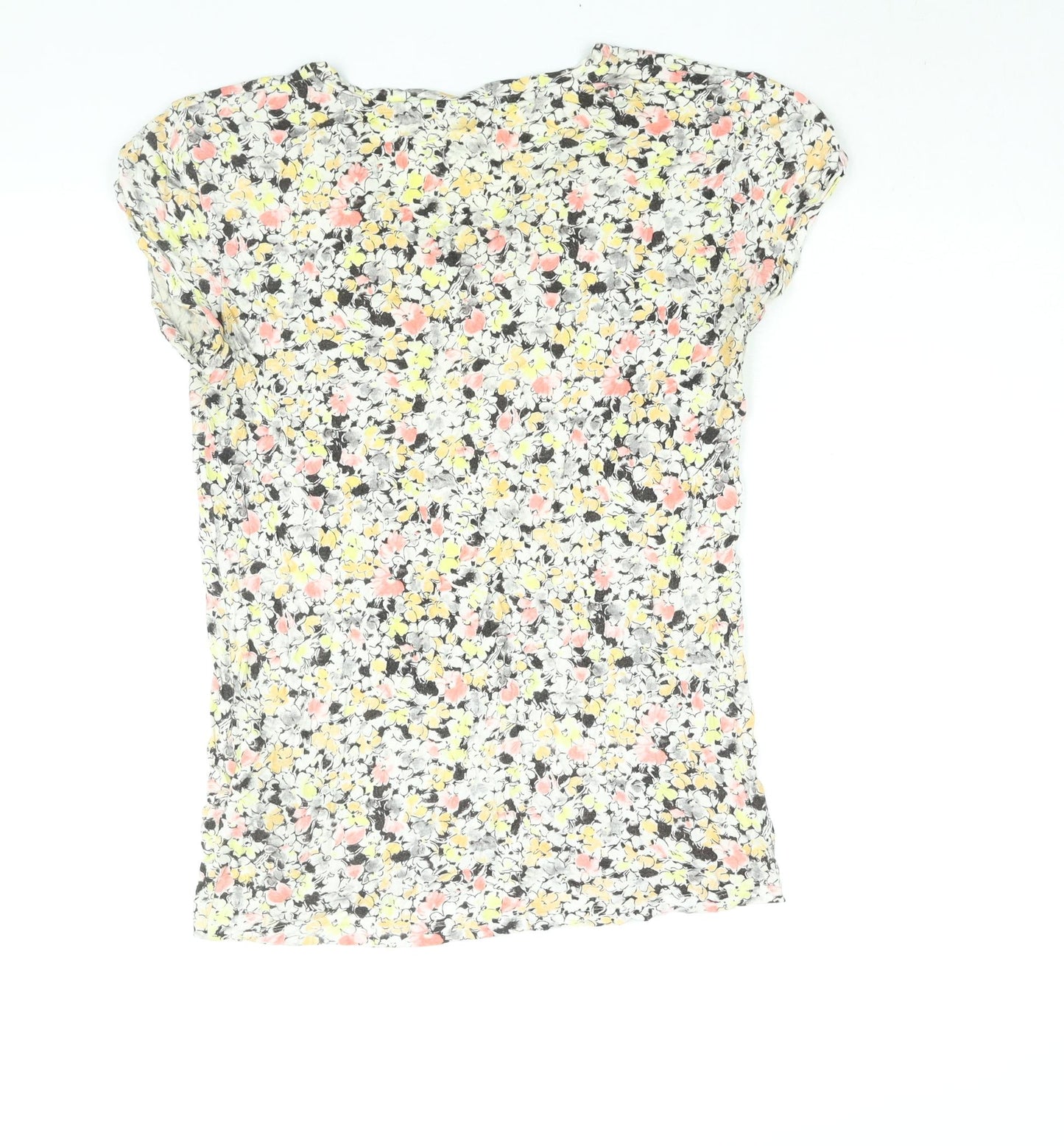 Warehouse Womens Multicoloured Floral Viscose Basic T-Shirt Size 10 V-Neck