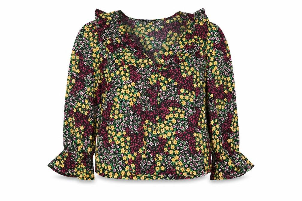 New Look Womens Multicoloured Floral Polyester Basic Blouse Size 14 Collared - Frill