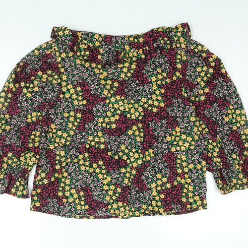 New Look Womens Multicoloured Floral Polyester Basic Blouse Size 14 Collared - Frill