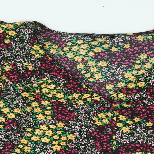 New Look Womens Multicoloured Floral Polyester Basic Blouse Size 14 Collared - Frill