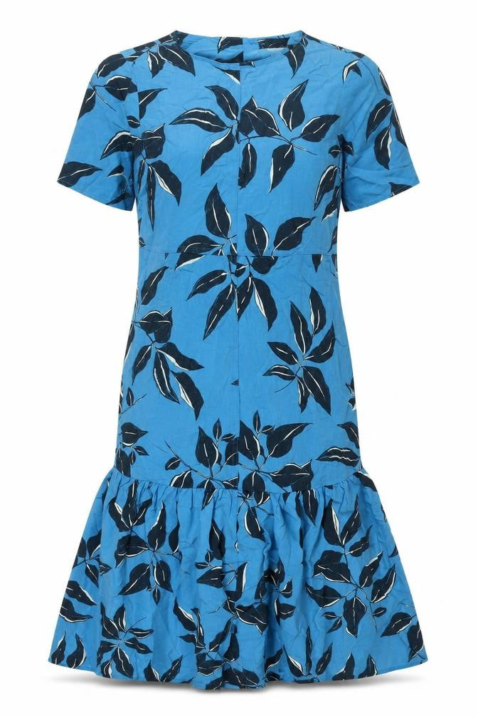 Front view of Autograph women’s blue floral modal sheath, size UK 8, round neck button