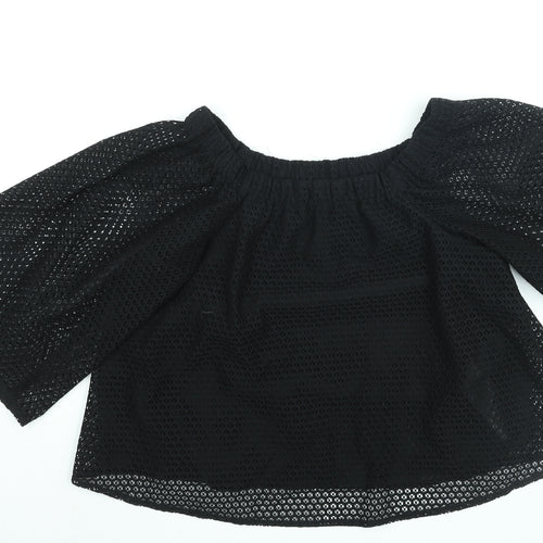 Maje Womens Black Polyester Basic Blouse Size 6 Round Neck