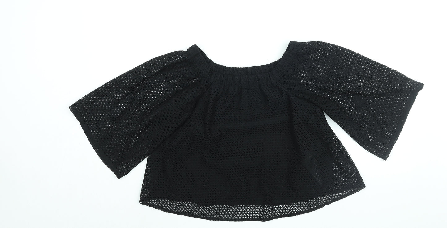 Maje Womens Black Polyester Basic Blouse Size 6 Round Neck