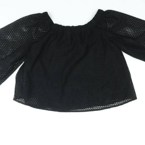 Maje Womens Black Polyester Basic Blouse Size 6 Round Neck