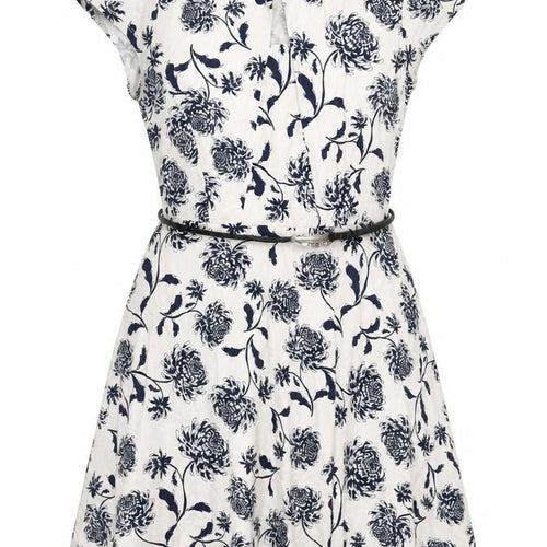 Dorothy Perkins Womens Pink Floral Cotton Fit & Flare Size 12 Round Neck Button - Belted
