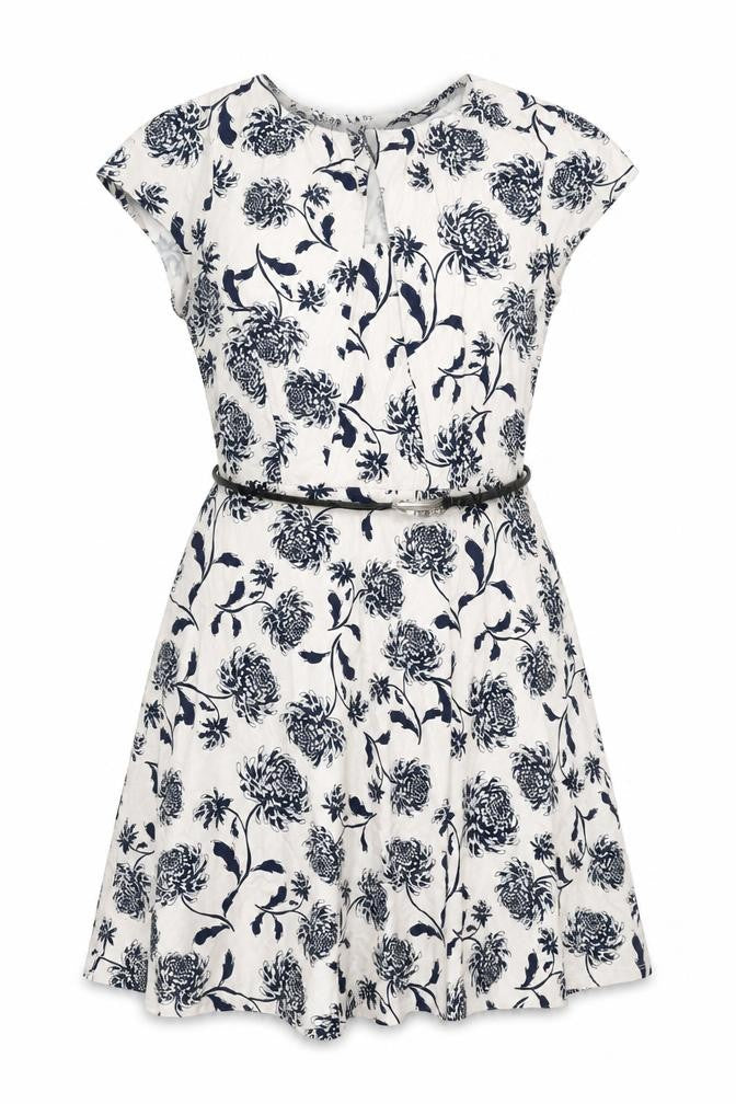 Dorothy Perkins Womens Pink Floral Cotton Fit & Flare Size 12 Round Neck Button - Belted