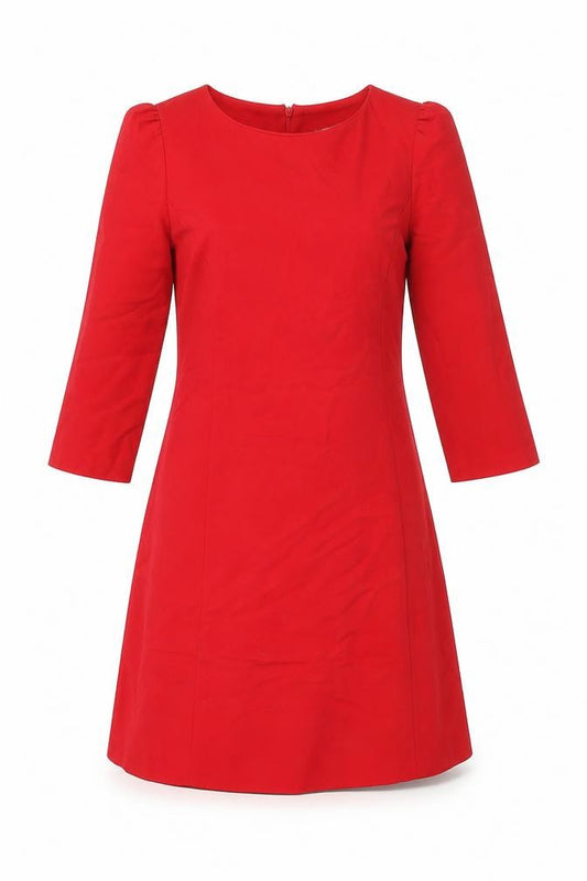Front view of Zara women’s red polyester a-line, size S, round neck zip