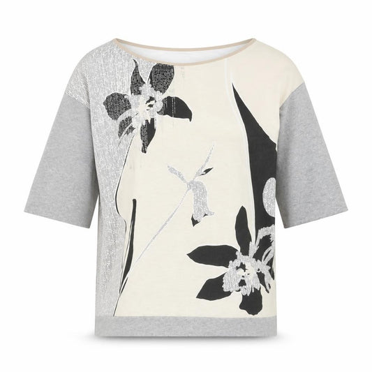 Front view of Zara women’s multicoloured polyester basic blouse, size M, round neck - floral print
