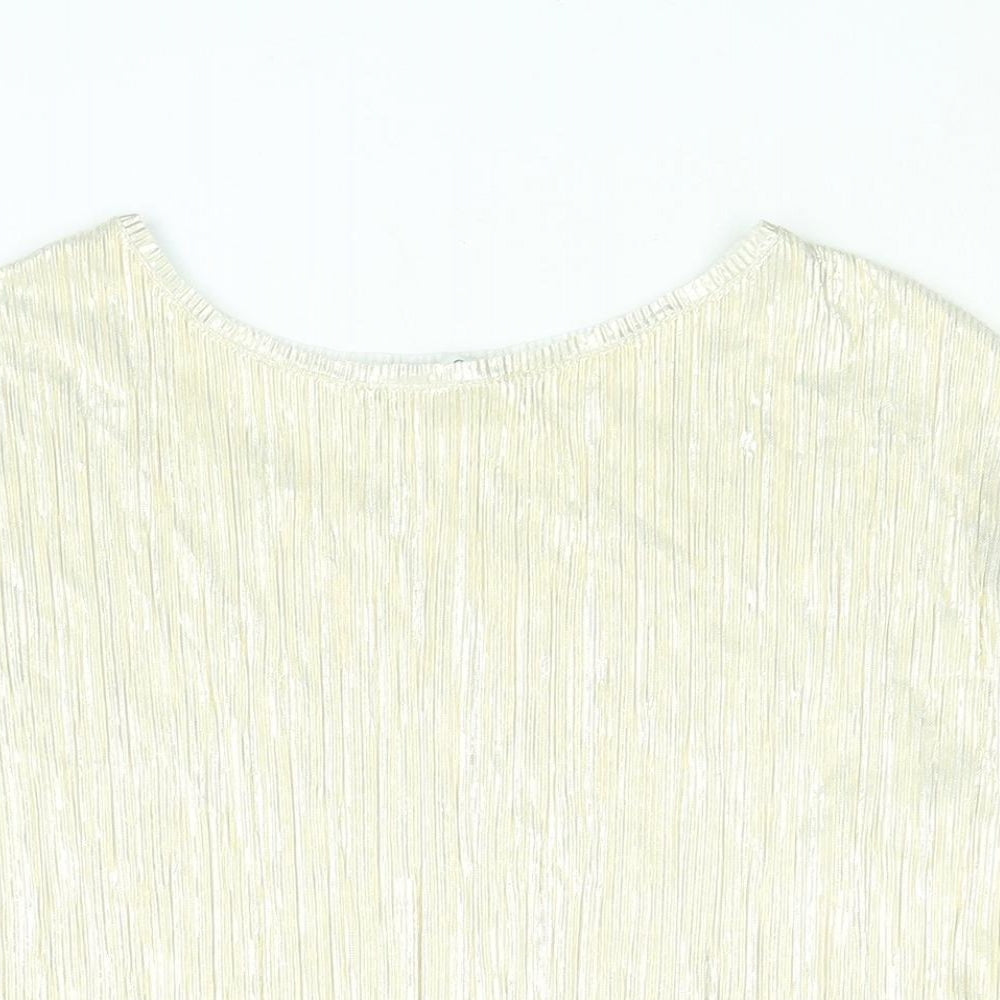 Mango Womens Gold Polyester Basic Blouse Size S Round Neck - Plisse