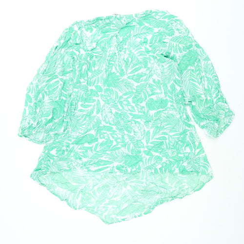 Yours Womens Green Geometric Viscose Basic Blouse Size 16 Scoop Neck