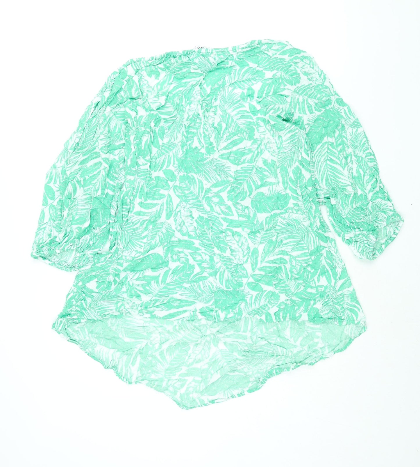 Yours Womens Green Geometric Viscose Basic Blouse Size 16 Scoop Neck