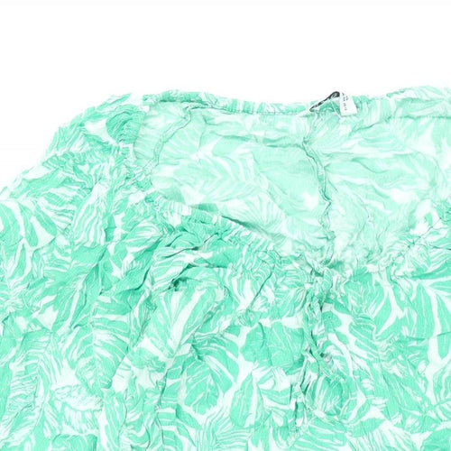 Yours Womens Green Geometric Viscose Basic Blouse Size 16 Scoop Neck