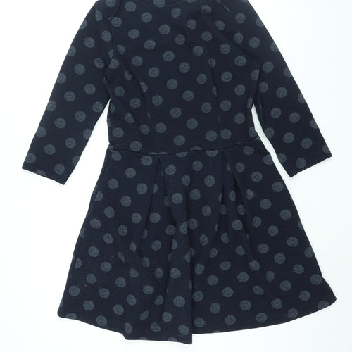 NEXT Womens Blue Polka Dot Polyester A-Line Size 14 Round Neck Pullover