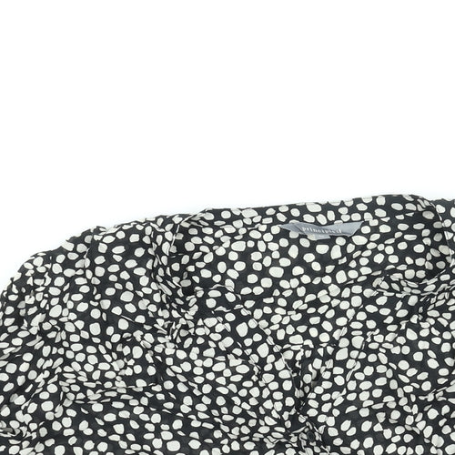 Principles Womens Black Geometric Cotton Basic Blouse Size 10 V-Neck