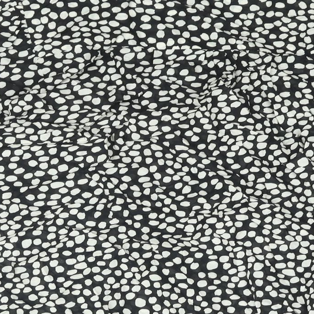 Principles Womens Black Geometric Cotton Basic Blouse Size 10 V-Neck