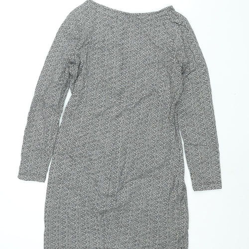 Marks and Spencer Womens Grey Geometric Cotton Mini Size 12 Boat Neck Pullover