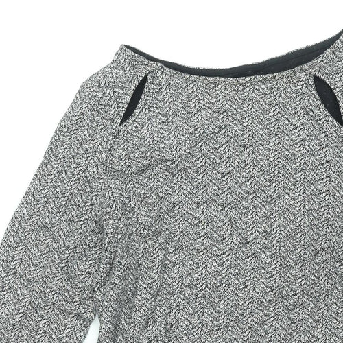 Marks and Spencer Womens Grey Geometric Cotton Mini Size 12 Boat Neck Pullover