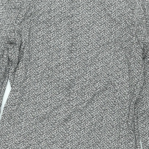 Marks and Spencer Womens Grey Geometric Cotton Mini Size 12 Boat Neck Pullover