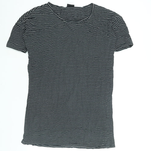 VILA Womens Black Striped Polyester T-Shirt Dress Size S Round Neck Pullover