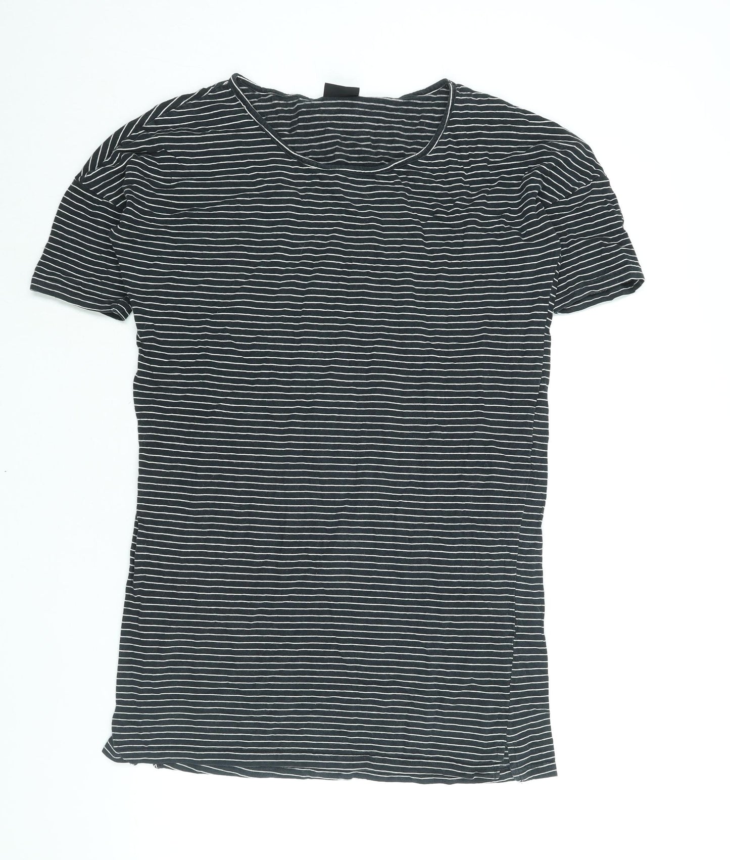 VILA Womens Black Striped Polyester T-Shirt Dress Size S Round Neck Pullover
