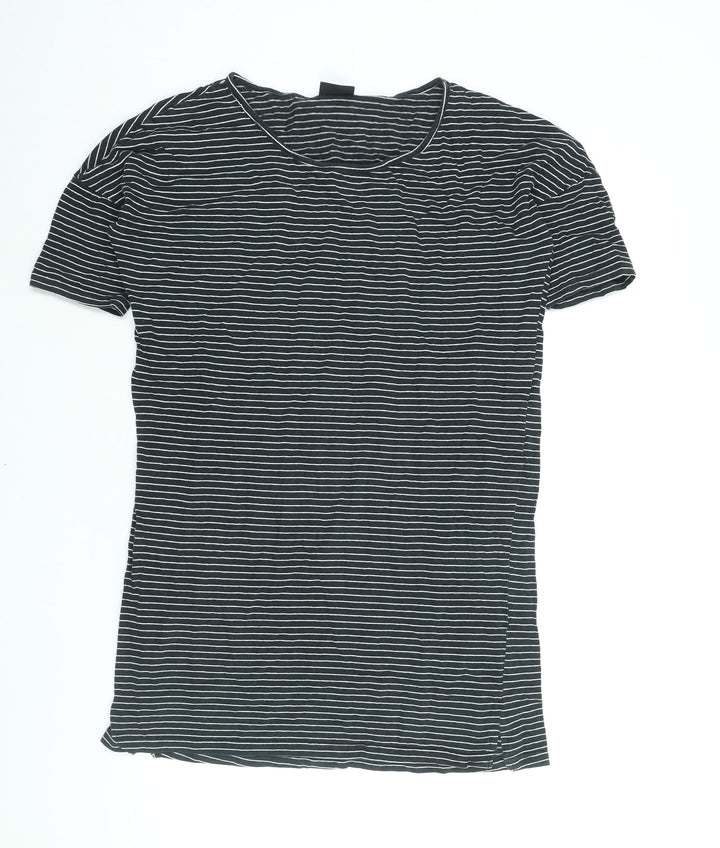 VILA Womens Black Striped Polyester T-Shirt Dress Size S Round Neck Pullover