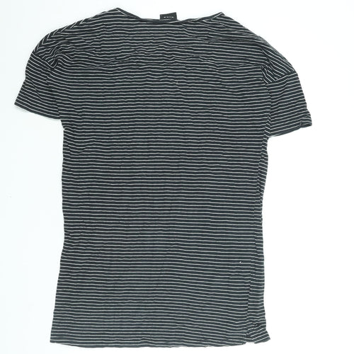 VILA Womens Black Striped Polyester T-Shirt Dress Size S Round Neck Pullover