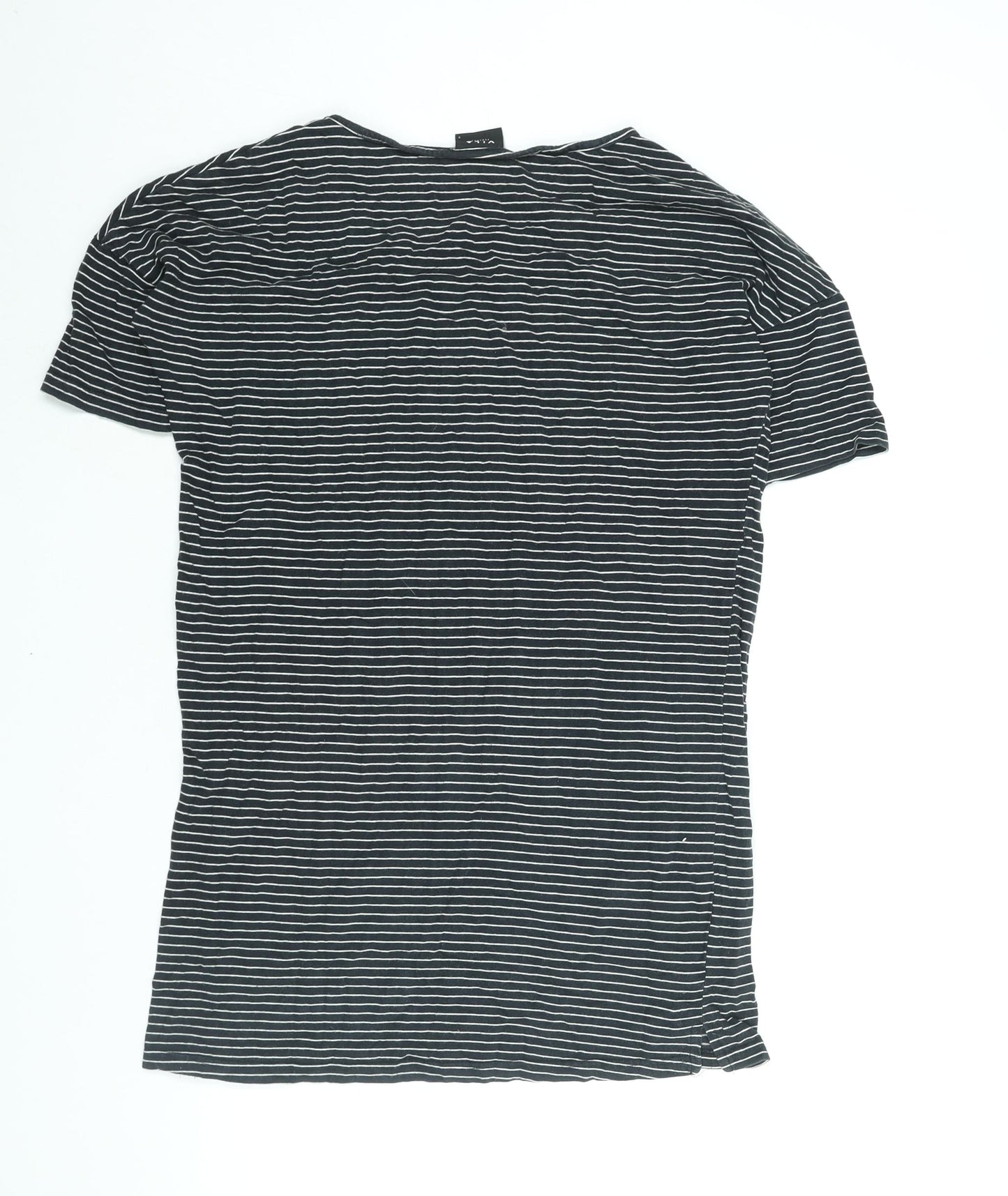 VILA Womens Black Striped Polyester T-Shirt Dress Size S Round Neck Pullover
