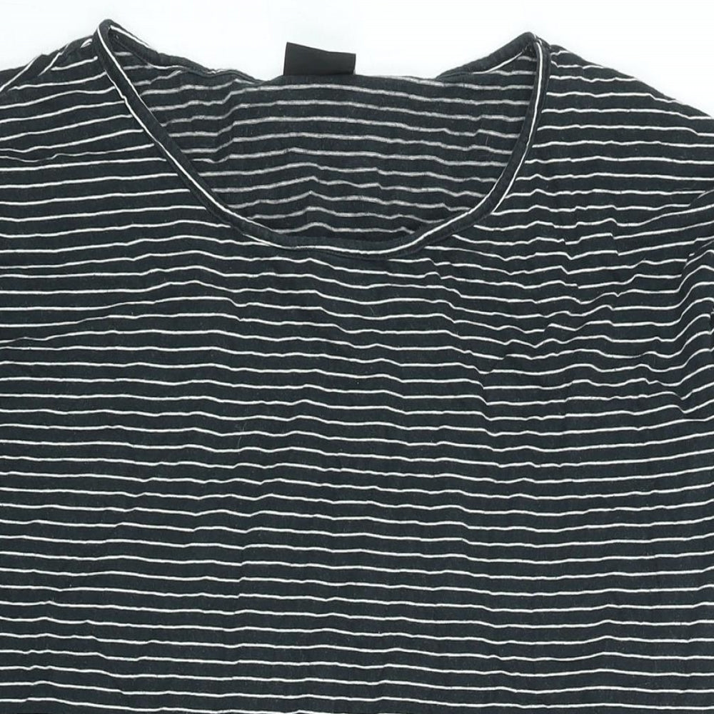 VILA Womens Black Striped Polyester T-Shirt Dress Size S Round Neck Pullover
