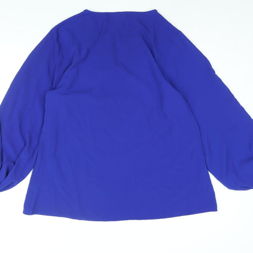 City Chic Womens Blue Polyester Tunic Blouse Size 14 V-Neck