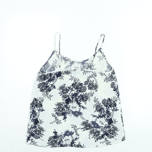 NEXT Womens White Floral Polyester Camisole Blouse Size 6 Scoop Neck