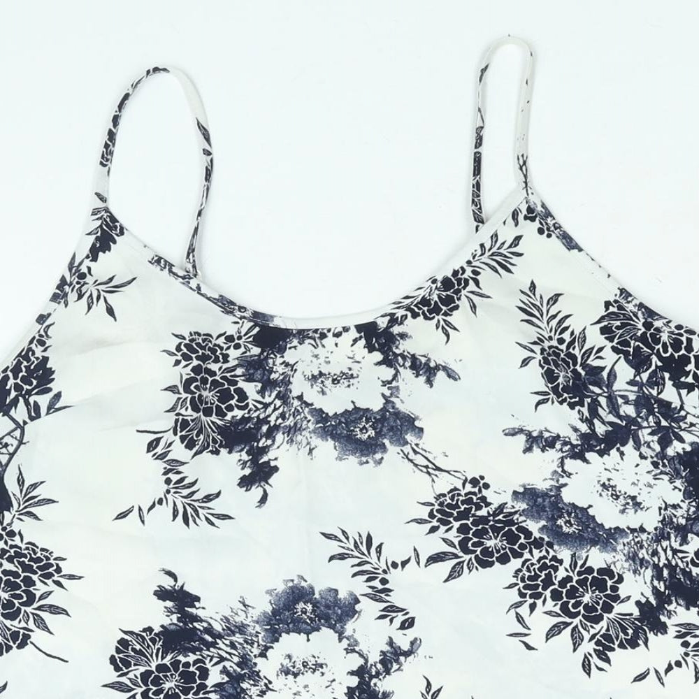 NEXT Womens White Floral Polyester Camisole Blouse Size 6 Scoop Neck