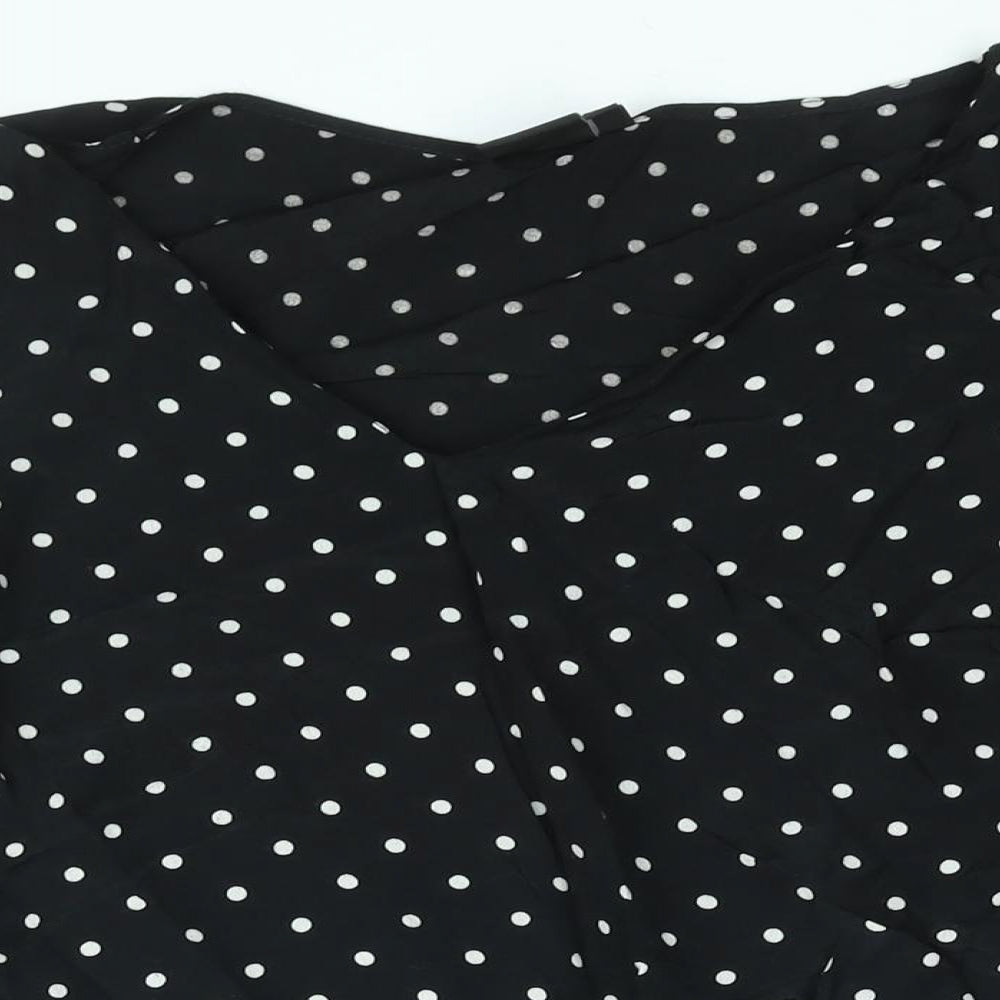 Editor's Cut Womens Black Polka Dot Viscose Basic Blouse Size 12 V-Neck