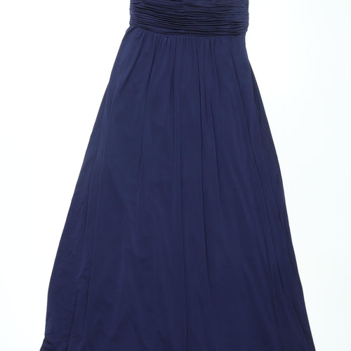 John Lewis Womens Blue Polyester Maxi Size 8 V-Neck Zip