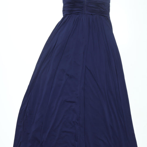 John Lewis Womens Blue Polyester Maxi Size 8 V-Neck Zip