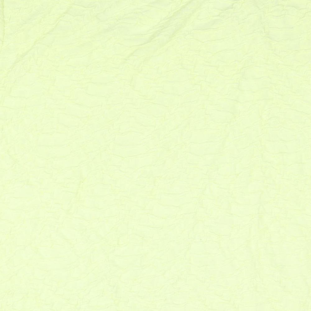 Per Una Womens Yellow Polyester Basic Blouse Size 16 Round Neck - Lace Detail Textured
