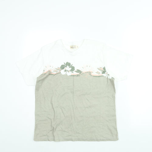 Bonmarché Womens White Colourblock Polyester Basic T-Shirt Size S Round Neck - Floral Print