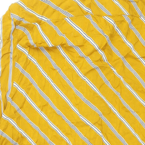 ASOS Mens Yellow Striped Viscose Button-Up Size 2XL Collared Button