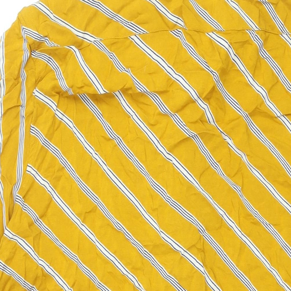 ASOS Mens Yellow Striped Viscose Button-Up Size 2XL Collared Button