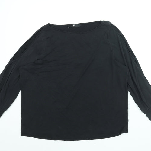 Very Womens Black Modal Basic Blouse Size 14 Round Neck - Sleeve Cut Out
